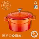 Lava Metal Döküm Mini Tencere, Trendy, 10 cm, 0.35 L Hacim, Turuncu