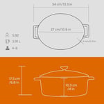 Lava Metal Oval Döküm Tencere, 27 cm, 3.91 L Hacim, Turunucu