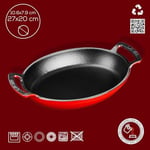 Lava Metal Oval Kuplu Döküm Tava 27x20, Kırmızı - Seçenekler: 23x17, 27x20