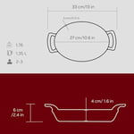 Lava Metal Oval Kuplu Döküm Tava 27x20, Kırmızı - Seçenekler: 23x17, 27x20