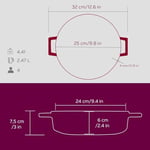 Lava Metal Premium Serisi - Döküm Çok Amaçlı Tencere, Yuvarlak, 24 cm, Majolik Mor