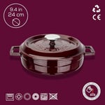 Lava Metal Premium Serisi - Döküm Çok Amaçlı Tencere, Yuvarlak, 24 cm, Majolik Mor