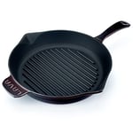 Lava Premium Serisi - Döküm Izgara Tavası, Yuvarlak, 28 cm, Yekpare Saplı, Emaye, Majolik Mor