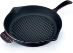 Lava Premium Serisi - Döküm Izgara Tavası, Yuvarlak, 28 cm, Yekpare Saplı, Emaye, Majolik Mor