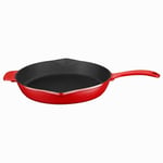 Lava Spring Serisi, Döküm Kızartma Tavası, Yuvarlak, 28 cm, Mat Emaye, Parlak Siyah Taban, Kırmızı