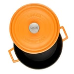 Lava Spring Serisi - Döküm Tencere, Yuvarlak, 28 cm, Mat Emaye, Parlak Siyah Taban, Turuncu