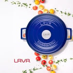 Lava Trendy Çok Amaçlı 28 cm Döküm Demir Yayvan Tencere Mavi