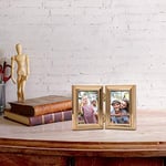 Lawrence Frames Klasik Boncuk Resim Çerçevesi, 2,5x3,5 Çift, Altın, 2 Adet