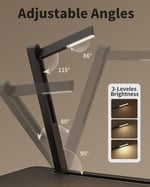LED Masa Işıklı Dizüstü Bilgisayar Yatak Tepsisi Masası, SAIJI Ayarlanabilir Dizüstü Bilgisayar Standı, XXL PVC Deri Katlanabilir Masa, Kitap Standlı, Bilek Dayanağı, Ekstra Bacak Odası (Siyah)
