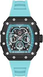 LEE COOPER Erkek Multifonksiyon, 46 mm, Siyah Mavi Mavi