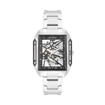 LEE COOPER Erkek Otomatik, 39x51 mm, Silver Silver Siyah