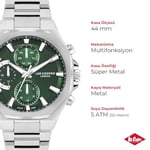 LEE COOPER, GÜMÜŞ KASA, GÜMÜŞ KORDON, YEŞİL KADRAN, MULTİFONKSİYON, QUARTZ, 44MM, 3ATM, ERKEK KOL SAATİ, LC07971.370