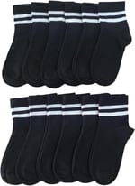 Leement socks Çocuk 12 Çift Kolej Yarım Konç Çorap Premium Seri Burun Dikişsiz Pamuklu beyaz -1 - Seçenekler: 3-4 Yıl, 5-6 Yıl, 7-8 Yıl, 9-10 Yıl, 11-12 Yıl, 13-14 Yıl