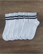 Leement socks Çocuk 6 Çift Kolej Yarım Konç Çorap Premium Seri Burun Dikişsiz Pamuklu beyaz -1