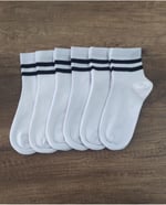 Leement socks Çocuk 6 Çift Kolej Yarım Konç Çorap Premium Seri Burun Dikişsiz Pamuklu beyaz -1