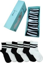 Leement socks Çocuk 6 Çift Kolej Yarım Konç Çorap Premium Seri Burun Dikişsiz Pamuklu beyaz -1