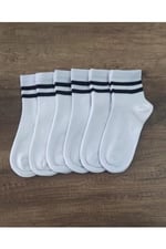 Leement socks Çocuk 6 Çift Kolej Yarım Konç Çorap Premium Seri Burun Dikişsiz Pamuklu beyaz -1