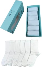 Leement socks Çocuk Okul Çorabı Düz Soket Beyaz 6 Çift Pamuklu Dikişsiz Beyaz -1