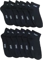 Leement socks Erkek 12 Çift Yarım Konç Spor Çorap Ekonomik siyah -1