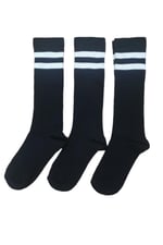 Leement socks Kadın 3 Çift Dizaltı Şeritli Pamuklu Uzun Çorap Beyaz -1