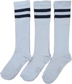 Leement socks Kadın 3 Çift Dizaltı Şeritli Pamuklu Uzun Çorap Beyaz -1