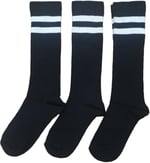 Leement socks Kadın 3 Çift Dizaltı Şeritli Pamuklu Uzun Çorap Beyaz -1