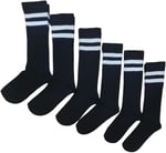 Leement socks Kadın 6 Çift Dizaltı Şeritli Pamuklu Uzun Çorap Siyah -1