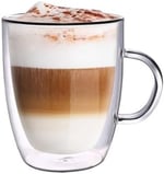 Leggno Vetro Borosilikat Çift Camlı Kulplu Bardak 400ML (2ad)