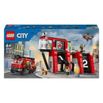 LEGO Cirt İtfaiye Kamyonlu İtfaiye Merkezi 60414-6 Yaş ve Üstü Kız ve Erkek Çocukları için 5 Mini Figür ve 1 Köpek Figürü İçeren Yaratıcı Oyun Seti, Çocuklar için Doğum Günü Hediyesi (843 Parça)