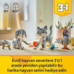 LEGO Creator 3’ü 1 Arada Oyunbaz Kedi 31163-8 Yaş ve Üzeri Çocuklar için Köpek veya Güvercin Figürüne Dönüşebilen Oyuncak Yapım Seti, Doğum Günü Hediyesi (407 Parça)