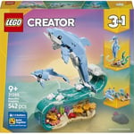 LEGO Creator 3'ü 1 Arada Deniz Hayvanları: Güzel Yunuslar 31385 | 9 Yaş ve Üzeri Çocuklar için Denizatı veya Yengece Dönüşebilen Yaratıcı Oyuncak Yapım Seti, Hediye Fikri (542 Parça)