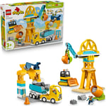 LEGO DUPLO Kasabası 3'ü 1 Arada İnşaat Sahası ve Araçları 10476 | 3 Yaş ve Üzeri Kız ve Erkek Çocuklar için 2 Figür İçeren Eğitici Oyuncak Yapım Seti, Doğum Günü Hediyesi, 84 Parça
