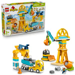 LEGO DUPLO Kasabası 3'ü 1 Arada İnşaat Sahası ve Araçları 10476 | 3 Yaş ve Üzeri Kız ve Erkek Çocuklar için 2 Figür İçeren Eğitici Oyuncak Yapım Seti, Doğum Günü Hediyesi, 84 Parça
