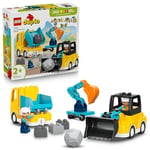 LEGO DUPLO Kasabası 3'ü 1 Arada İnşaat Araçları 10475 | 2 Yaş ve Üzeri Çocuklar için İnşaatçı Figürü İçeren Eğitici Oyuncak Yapım Seti, Hediye Fikri (22 Parça)