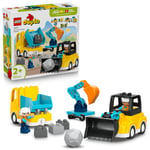 LEGO DUPLO Kasabası 3'ü 1 Arada İnşaat Araçları 10475 | 2 Yaş ve Üzeri Çocuklar için İnşaatçı Figürü İçeren Eğitici Oyuncak Yapım Seti, Hediye Fikri (22 Parça)
