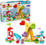 LEGO DUPLO Peppa Pig Lunapark 10453 | 2 Yaş ve Üzeri Çocuklar için Kedi ve Köpek Dahil 3 Figür İçeren Eğitici Oyuncak Yapım Seti, Hediye Fikri (53 Parça)