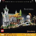 LEGO Icons YÜZÜKLERİN EFENDİSİ: RIVENDELL 10316 - Yetişkinler için Hediye Fikri, Frodo, Sam, Bilbo Baggins, Boromir, Legolas ve Gri Gandalf Dahil 15 Minifigür İçeren Model Yapım Seti (6167 Parça)