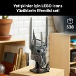 LEGO Icons Yüzüklerin Efendisi: Sauron'un Miğferi 11373 | Yetişkinler için Minifigür ve Sergileme Standı İçeren Dekoratif Model Yapım Seti, Hediye Fikri (538 Parça)