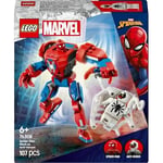 LEGO Marvel Örümcek Adam Robotu, Anti Venom’a Karşı 76308-6 yaş ve üzeri Çocuklar için İnşa Edilebilen Figür İçeren Oyuncak Yapım Seti, Doğum Günü Hediyesi (107 Parça)