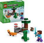 LEGO Minecraft Steve’in Tayga Macerası 21583 | 6 Yaş ve Üzeri Çocuklar için Steve Minifigürü ile Creeper İçeren Yaratıcı Oyuncak Yapım Seti, Hediye Fikri (79 Parça)