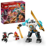 LEGO NINJAGO Zane’in Savaş Zırhı Mech’i 71827-6 Yaş ve Üzeri Çocuklar için 3 Minifigürlü Yaratıcı Oyuncak Yapım Seti, Doğum Günü Hediyesi (92 Parça)