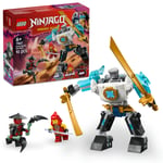 LEGO NINJAGO Zane’in Savaş Zırhı Mech’i 71827-6 Yaş ve Üzeri Çocuklar için 3 Minifigürlü Yaratıcı Oyuncak Yapım Seti, Doğum Günü Hediyesi (92 Parça)