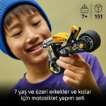 LEGO Technic Sarı Motosiklet 42225 | 7 Yaş ve Üzeri Çocuklar için Direksiyon İçeren Oyuncak Yapım Seti, Hediye Fikri (151 Parça)