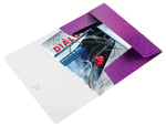Leitz 45990062 WOW A4 İnce Lastikli 3 Katlı Dosya, Metalik Mor