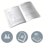 Leitz WOW A4 Sunum Dosyası, Metalik Buz Mavisi, 20 Şeffaf Poşetli, 40 A4 Sayfa Kapasiteli, 46310051