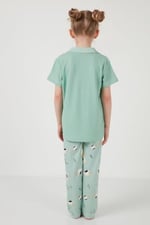 Lela Baskılı Beli Lastikli Gömlek Yaka Kısa Kollu Pijama Takımı Kız Çocuk PİJAMA TAKIMI 6576001