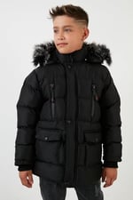 Lela İçi Peluş Astarlı Çıkarılabilir Kapüşonlu Suya Dayanıklı Kışlık Mont Erkek Çocuk MONT 5760022
