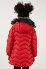 Lela Peluş Astarlı Yakası Suni Kürklü Çıkarılabilir Kapüşonlu Kışlık Mont Kız Çocuk MONT 5766041
