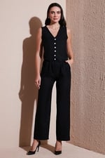 Lela Regular Fit Bol Paça Yelekli Takım Bayan TAKIM 67045162S4 - Bedenler: S, L, XL