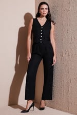 Lela Regular Fit Bol Paça Yelekli Takım Bayan TAKIM 67045162S4 - Bedenler: S, L, XL